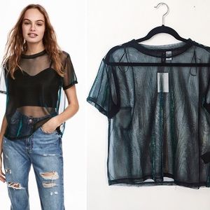 H&M Holographic Shimmering Mesh Tee